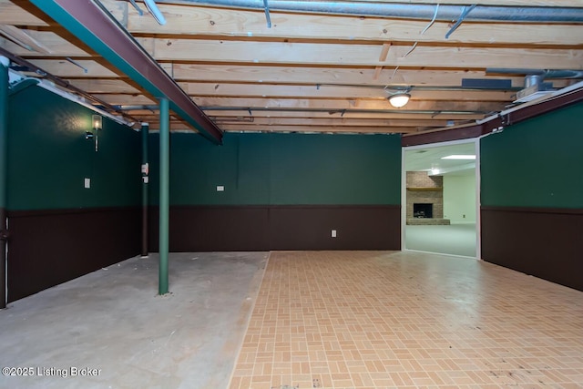 1038 Garden Creek Cir, Louisville, KY 40223 - finished below grade area featuring a large fireplace