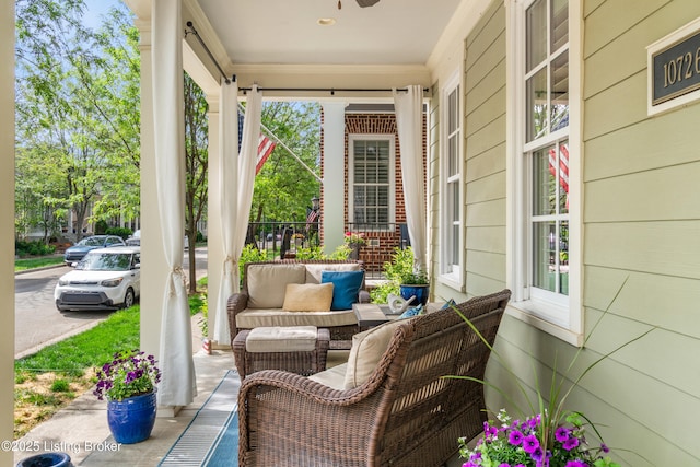 view of patio featuring a porch