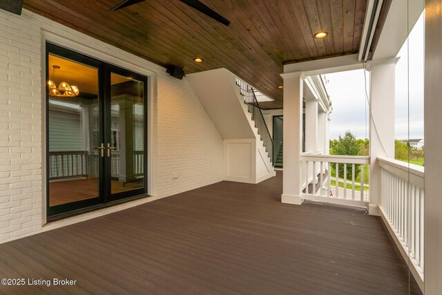 11004 Meeting St, Prospect, KY 40059 - wooden deck featuring ceiling fan and french doors