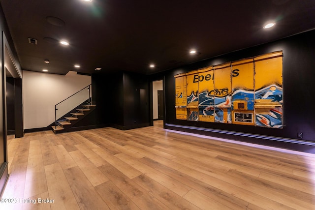 11004 Meeting St, Prospect, KY 40059 - home theater with wood finished floors, baseboards, and recessed lighting