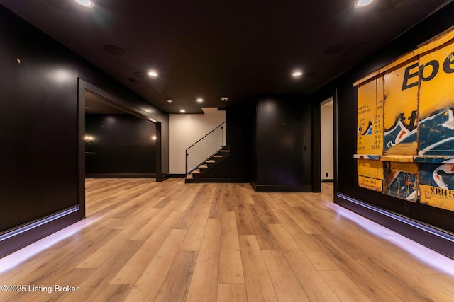 11004 Meeting St, Prospect, KY 40059 - cinema room featuring wood finished floors, baseboards, and recessed lighting