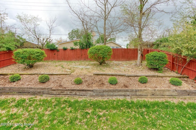 view of yard with a fenced backyard