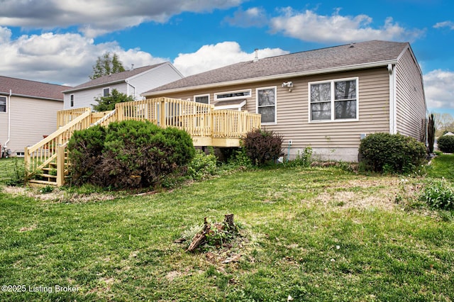 5416 Bannon Crossings Dr, Louisville, KY 40218 - back of house featuring a wooden deck and a yard