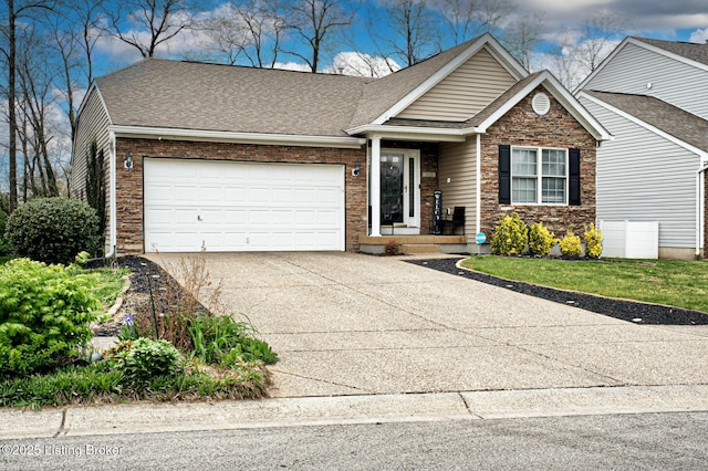 5416 Bannon Crossings Dr, Louisville, KY 40218 - view of front of home featuring concrete driveway, an attached garage, and roof with shingles