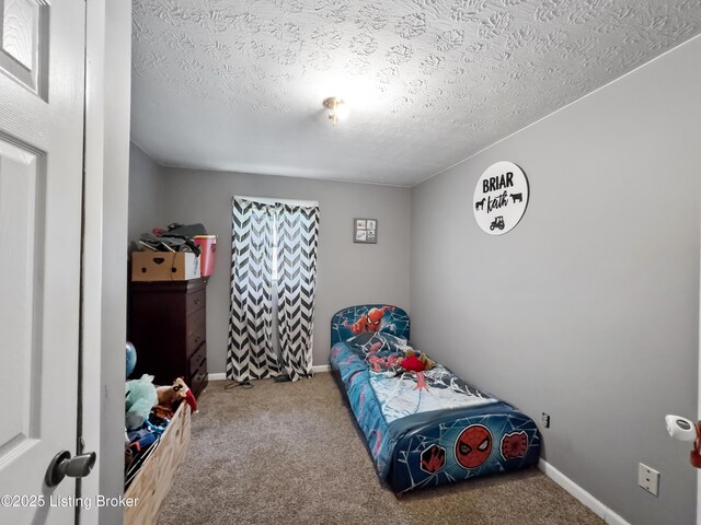 970 Elk Cave Branch Rd, Gravel Switch, KY 40328 - carpeted bedroom featuring a textured ceiling and baseboards