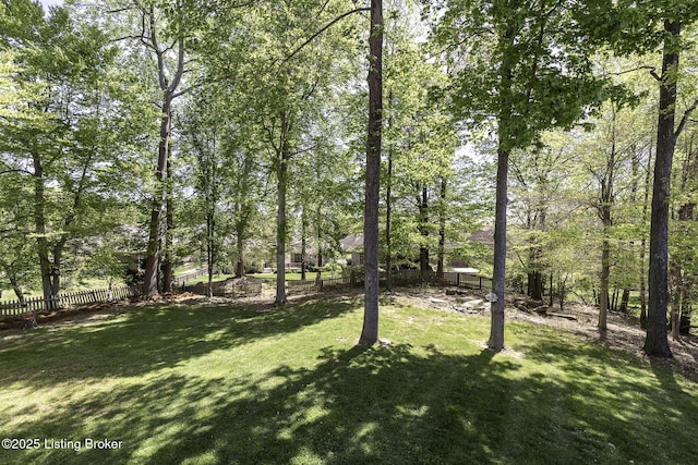 view of yard with fence