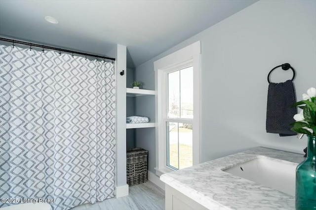 306 E Washington St, La Grange, KY 40031 - bathroom with vanity and curtained shower