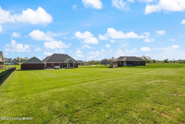 view of yard with fence and a residential view