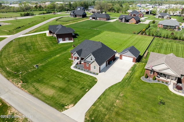 birds eye view of property with a residential view