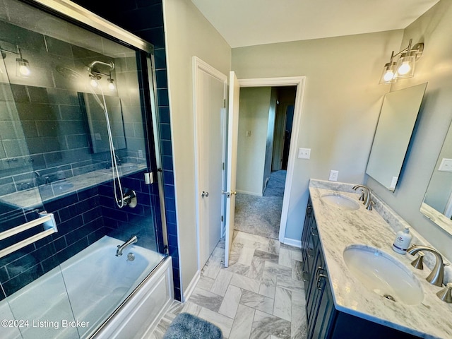 608 Lincoln Park Rd, Springfield, KY 40069 - bathroom with double vanity, combined bath / shower with glass door, baseboards, and a sink
