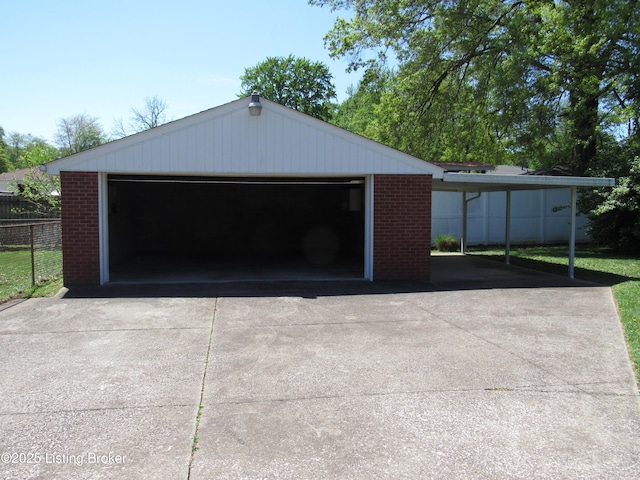 detached garage with fence