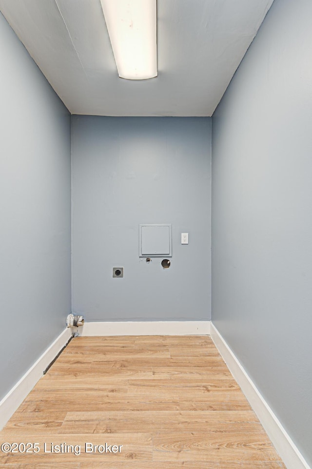9003 Holly Village Ct, Lyndon, KY 40242 - laundry room featuring baseboards, wood finished floors, laundry area, and hookup for an electric dryer