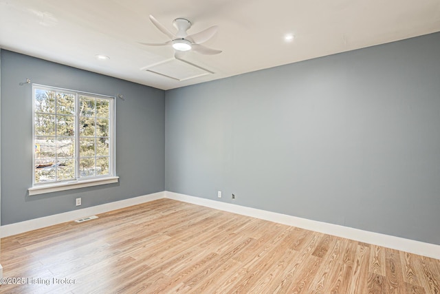 9003 Holly Village Ct, Lyndon, KY 40242 - unfurnished room featuring recessed lighting, visible vents, light wood-type flooring, baseboards, and attic access