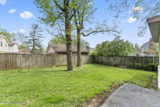 view of yard featuring a fenced backyard