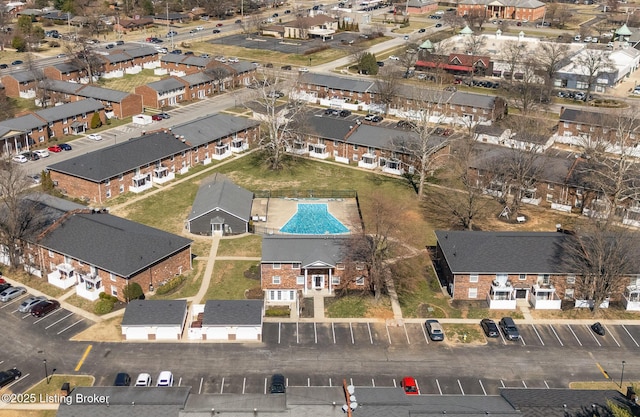 drone / aerial view with a residential view