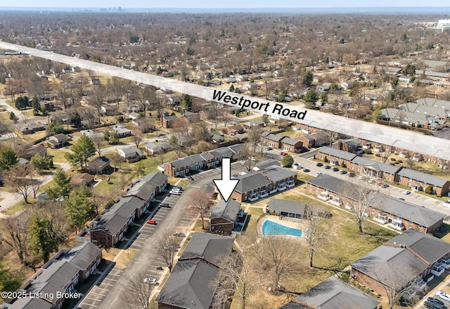 drone / aerial view featuring a residential view