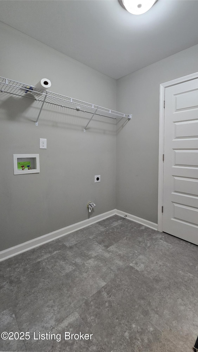 10916 Pheasant Hill Cir, Louisville, KY 40229 - clothes washing area with electric dryer hookup, baseboards, laundry area, and hookup for a washing machine