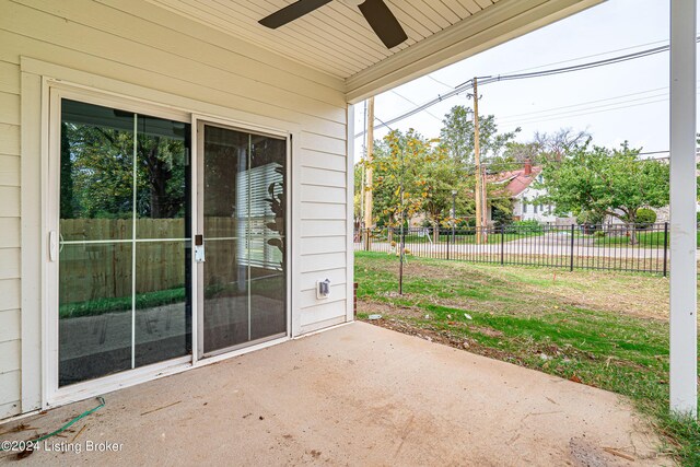 105 Wellston Pl, Louisville, KY 40207 - view of patio / terrace with ceiling fan and fence