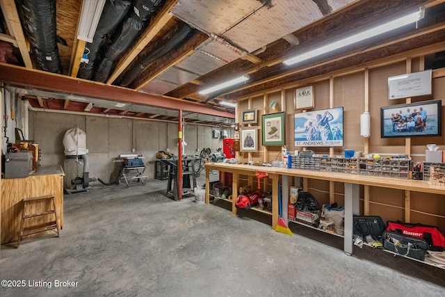 view of unfinished basement