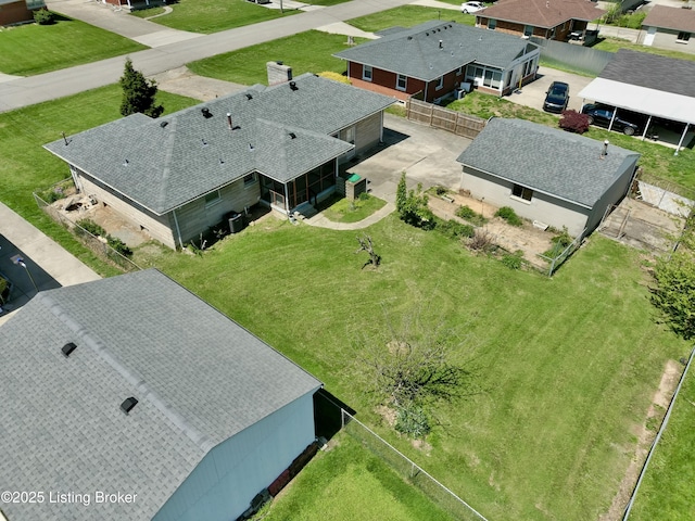 bird's eye view with a residential view