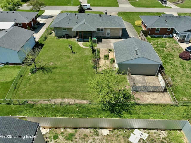 bird's eye view with a residential view