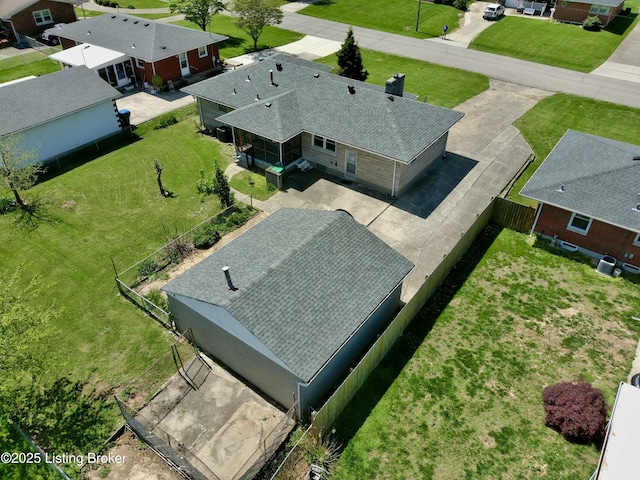 aerial view with a residential view