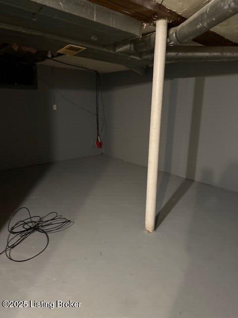 view of unfinished basement