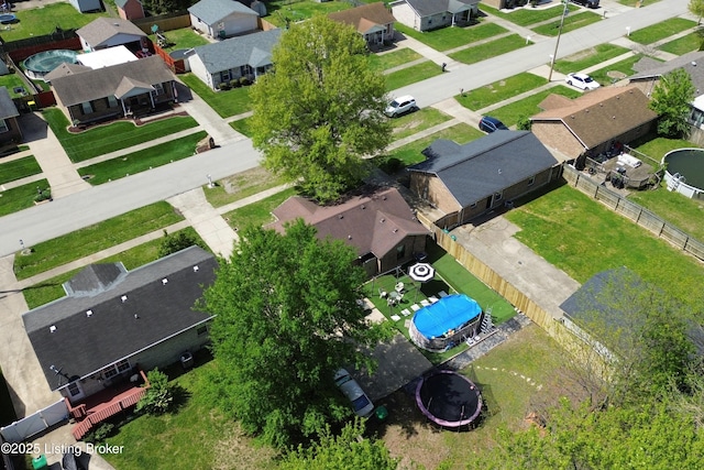 drone / aerial view with a residential view