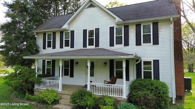 224 Spring Creek Ln, Milton, KY 40045 - view of front of home featuring a porch, roof with shingles, and cooling unit