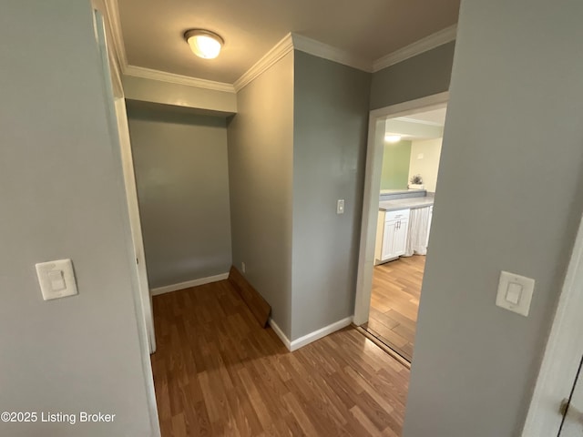 224 Spring Creek Ln, Milton, KY 40045 - hallway featuring light wood-type flooring, crown molding, and baseboards