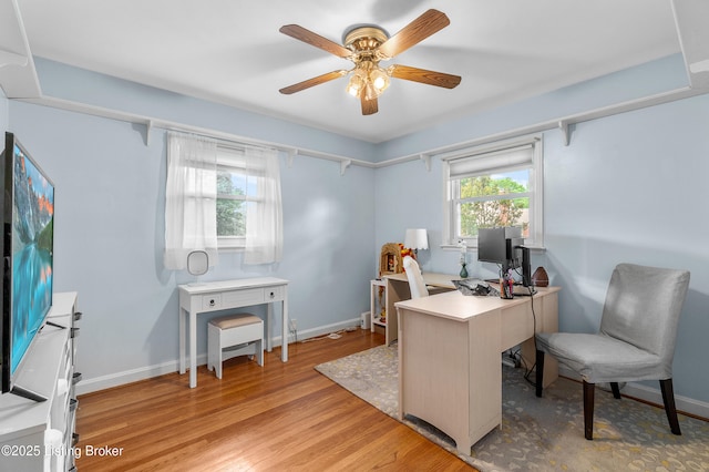 2807 Alice Ave, Louisville, KY 40220 - office space featuring ceiling fan, light wood-style flooring, and baseboards