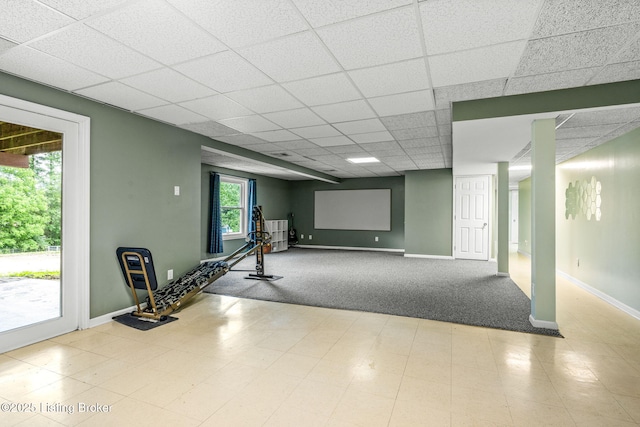 5502 Highpoint Dr, Crestwood, KY 40014 - workout room featuring carpet floors and a drop ceiling