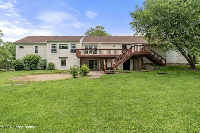 5502 Highpoint Dr, Crestwood, KY 40014 - back of house featuring stairs, a deck, a yard, and a patio area