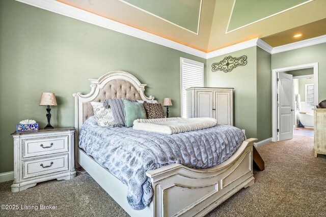 10905 Rock Valley Ct, Louisville, KY 40241 - carpeted bedroom with baseboards, crown molding, and a towering ceiling