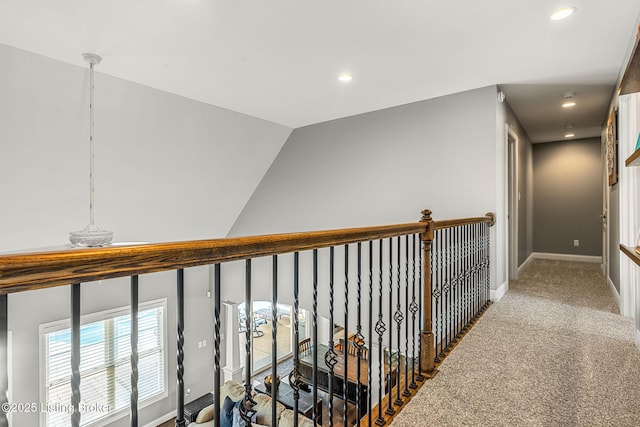 10905 Rock Valley Ct, Louisville, KY 40241 - hall featuring carpet floors, recessed lighting, baseboards, and vaulted ceiling
