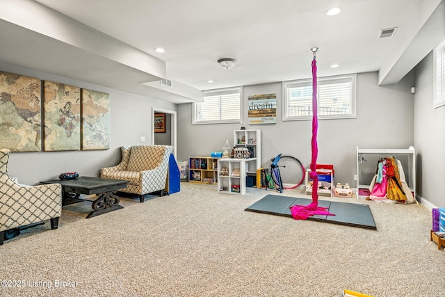 10905 Rock Valley Ct, Louisville, KY 40241 - recreation room with carpet floors and recessed lighting