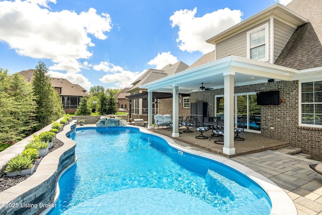 10905 Rock Valley Ct, Louisville, KY 40241 - swimming pool with a patio, an outdoor living space, and ceiling fan