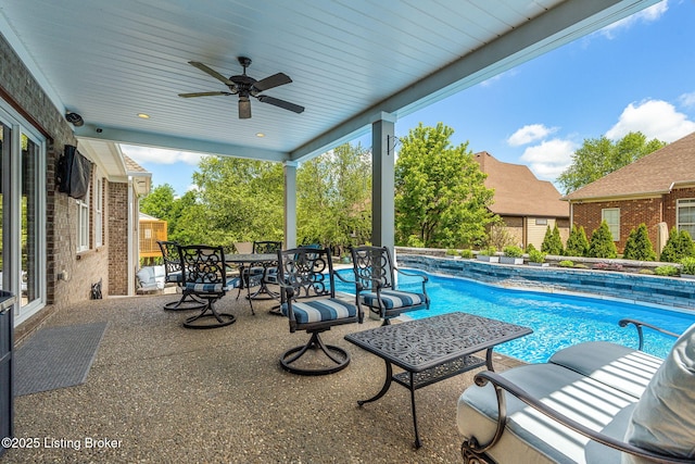 10905 Rock Valley Ct, Louisville, KY 40241 - swimming pool featuring a ceiling fan and outdoor dining area