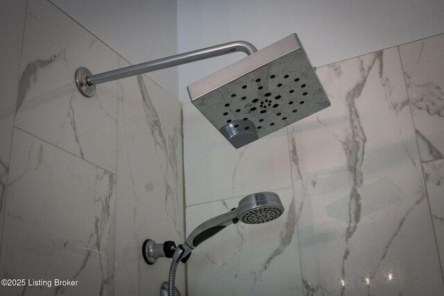 interior details with a marble finish shower