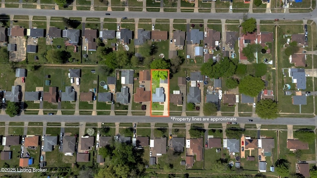 bird's eye view with a residential view
