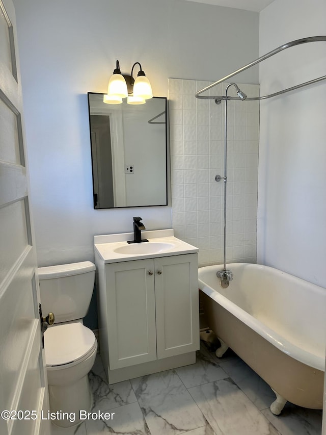 1509 S 3rd St, Louisville, KY 40208 - bathroom with marble finish floor, vanity,  shower combination, and toilet