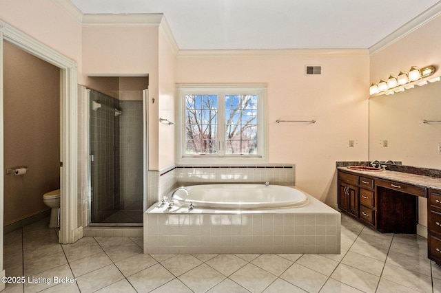 2605 Evergreen Wynde, Louisville, KY 40223 - full bath featuring crown molding, toilet, a bath, vanity, and tile patterned flooring