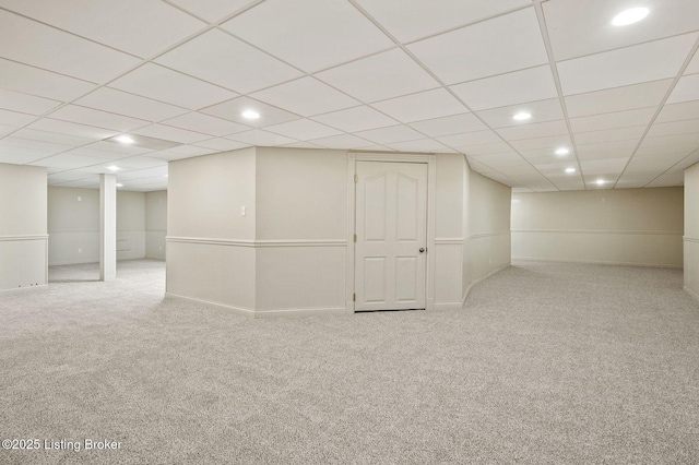 2605 Evergreen Wynde, Louisville, KY 40223 - finished below grade area with recessed lighting, a paneled ceiling, carpet flooring, and baseboards