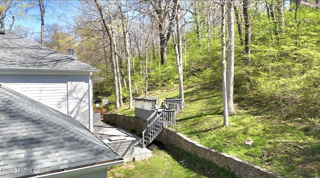 view of yard with a deck