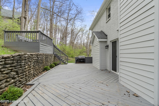 wooden terrace with stairs
