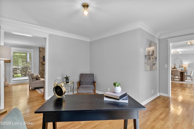 1907 Charbdin Pl, Louisville, KY 40207 - office area with light wood-type flooring, ornamental molding, and baseboards