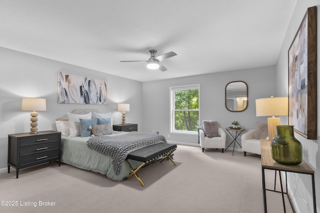 1907 Charbdin Pl, Louisville, KY 40207 - bedroom with baseboards, light colored carpet, and a ceiling fan
