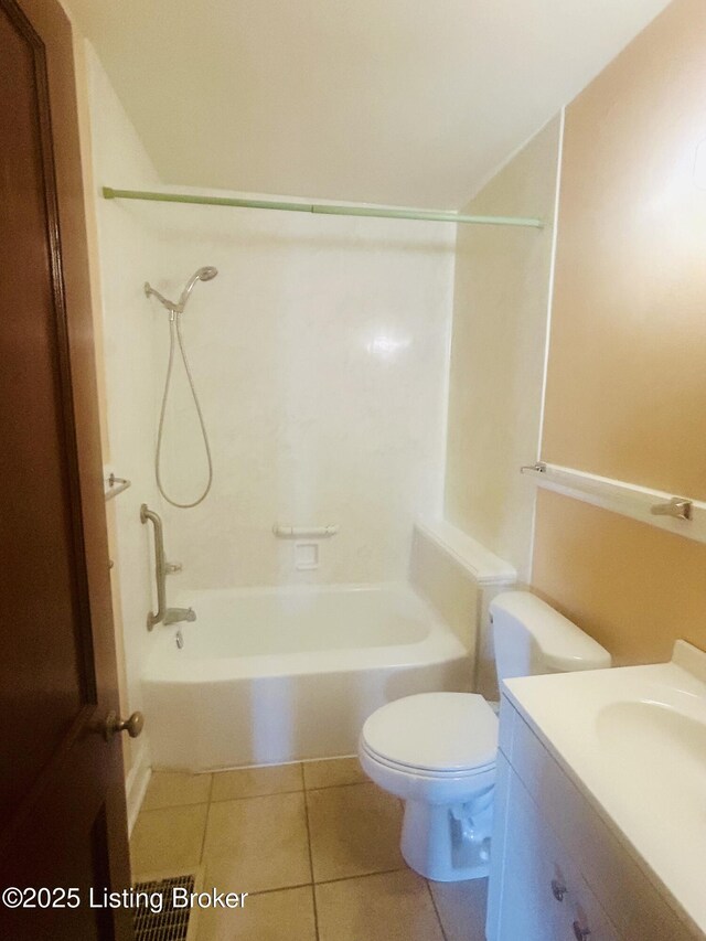 full bathroom with tile patterned floors, vanity, toilet, and shower / bath combination