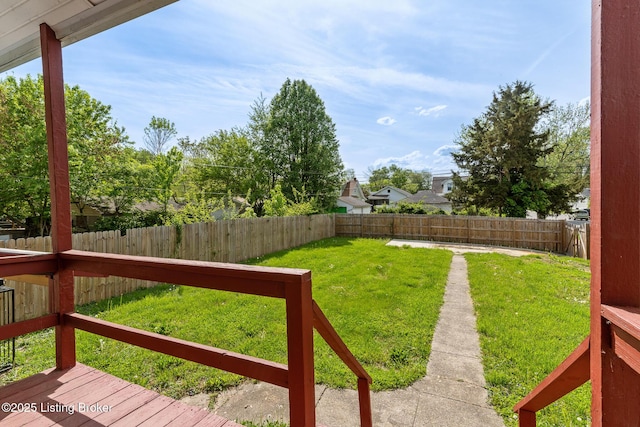 view of yard featuring a fenced backyard