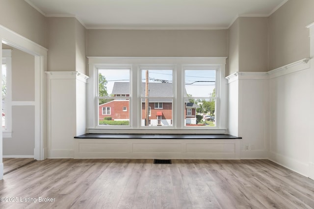 additional living space with visible vents and light wood-type flooring